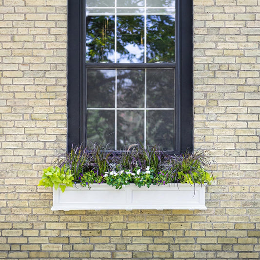Mayne Fairview 60in Self-Watering Rectangular Window Box Planter, White