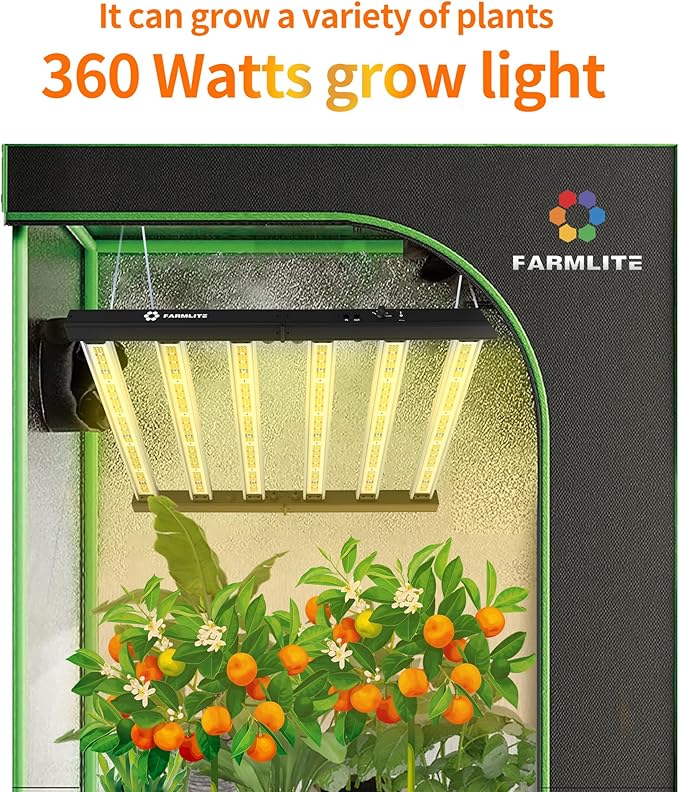 Grow Light FARMLITE LED Grow Lights for Indoor Plants Full Spectrum Growing Light Plant Hanging Growing Lamps Seedling Daisy Chain Dimmable Board 4x4ft Coverage (360watts)