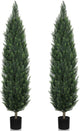 5FT Artificial Cedar Topiary Trees, UV-Resistant Topiary Trees Artificial Outdoor for Front Porch Decor, Realistic Outdoor Fake Pine Plants for Patio Garden Balcony Backyard Indoor Office, Set of 2