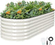 G GOOD GAIN Raised Garden Beds - 6x2x1.4ft Galvanized Planter Boxes Kit with Protective Tape & Gloves & Tools | Oval Metal Outdoor Raised Bed for Gardening Vegetables, Fruits, Flowers, Herbs, White