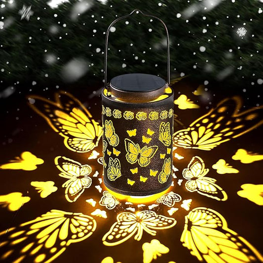 Outdoor Solar Lanterns Waterproof, Monarch Butterfly Decorations, Hanging Metal Butterfly Solar Lantern, Romantic Gift for Her, Valentine’s Day, Birthday or Anniversary Gift for Women Mom
