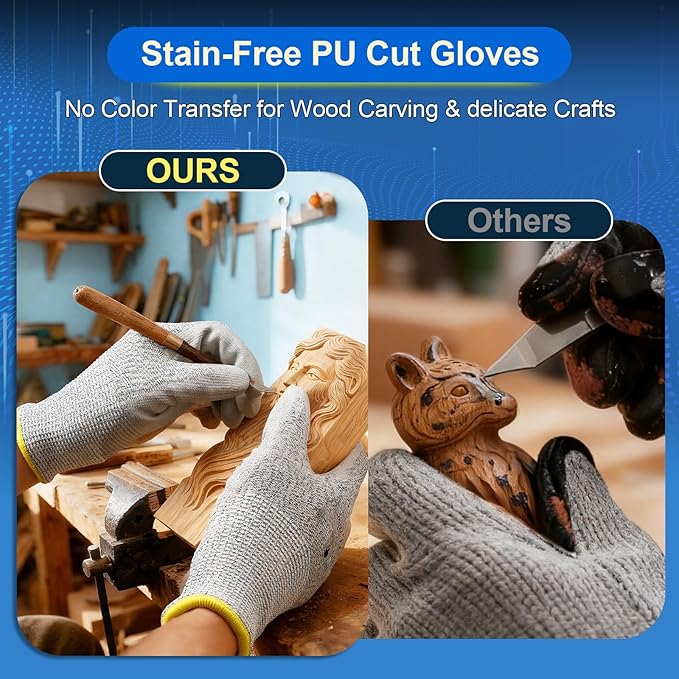 Dowellife Level 5 Cut Resistant Work Gloves for Men and Women, PU Coated Breathable Gardening Gloves, Thin Flexible and Firm Grip for Mechanics and Fishing (Small, Grey)