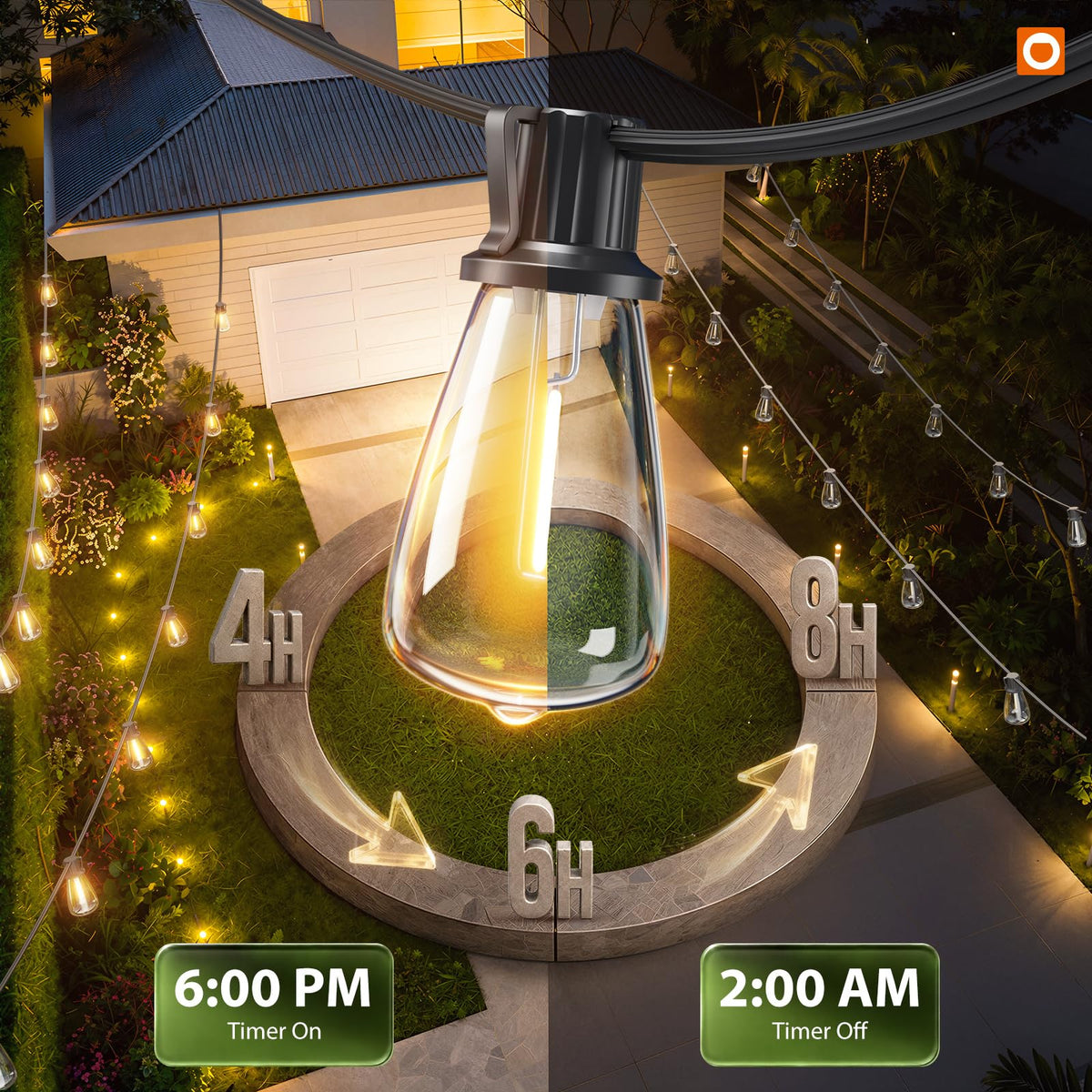 addlon 72FT Solar String Lights Outdoor, Waterproof Dimmable 24+2 LED