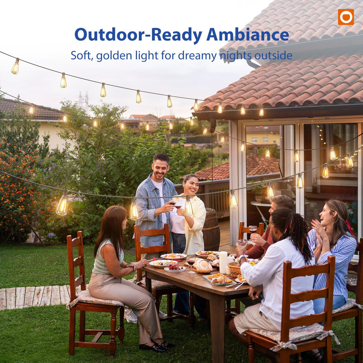 addlon 100FT(50FT*2) Outdoor String Lights ST38 LED with Remote Waterproof