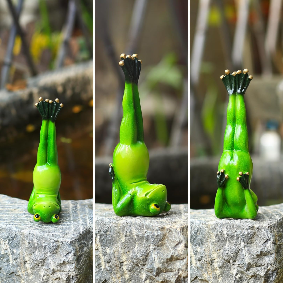 AshyAtom 7.1''(L) Yoga Frog Outdoor Statue Garden Matsyasana Decor