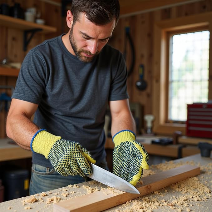 G & F Products 1670L Yellow Kevlar Knit Cut Resistant Work Gloves, Protective Gloves to Secure Hands From Scrapes, Cuts In Kitchen, Wood Carving, Carpentry & DEA