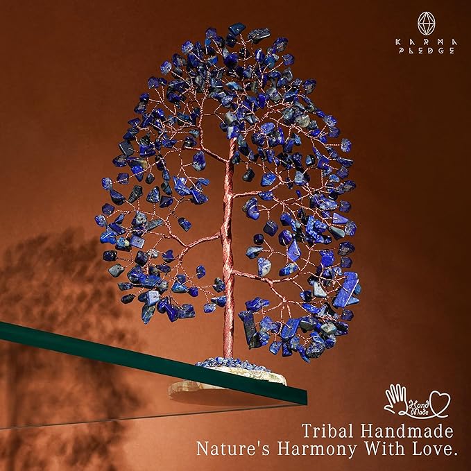 Crystal Trees for Home and Office Decoration, Lapis Lazuli Chakra Healing Crystals Feng Shui Handmade Trees for Positive Energy, Money, Good Luck, Christmas Decor, Birthday Gifts for Women, Mom