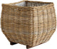MY SWANKY HOME Elegant Curved Square Natural Rattan Planters with Liners Floor Baskets