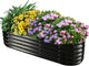 17" Tall Outdoor Garden Raised Garden Bed Kits, 5ft X 2ft Oval,0.8MM Thick Metal Raised Planter Bed/Ground Planter Box for Variety of Flowers,Herbs,Vegetables (Black, 60X24X16.5 Inches)