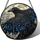 Stained Glass Window Hanging - Black Crow Big Wings Suncatcher for Doors Garden Patio Bird Sun Catchers Decor Christmas Mother's Day Birthday Gifts for Women Men Mom Nana Friend 11.8 in