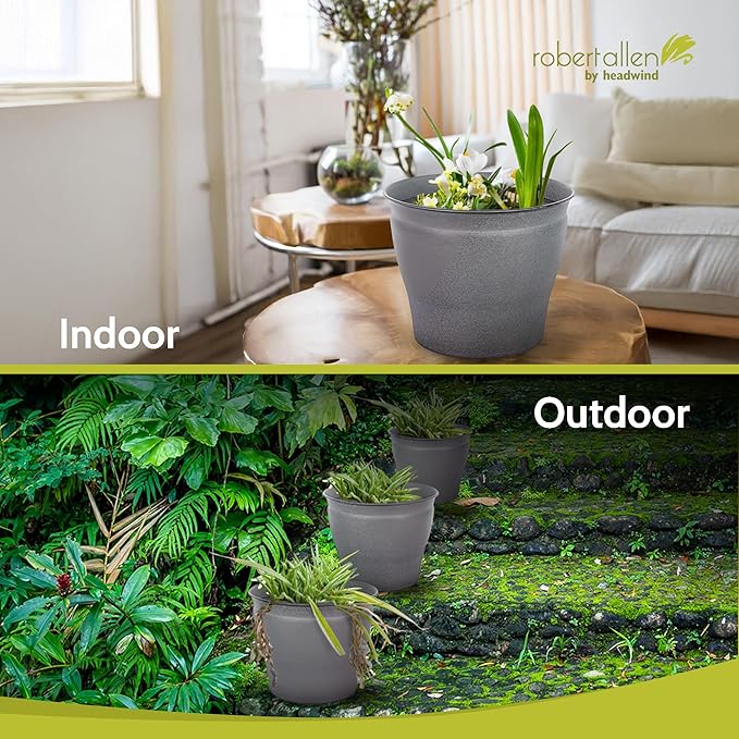 Headwind Natural Ironstone Timberline Collection - 10" Slate Grey Decorative Planter for Outdoor Pots for Plants – Modern Indoor Plant Pots, Large & Small Planters for Indoor Plants by Robert Allen