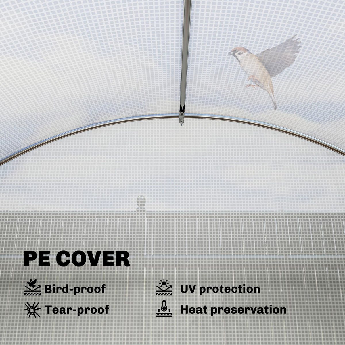 Outsunny 10'x11'x6' Walk-in Tunnel Greenhouse Hoop House Mesh Door White