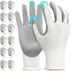 Kebada W1 Work Gloves for Men and Women, 12 Pairs Touchscreen Safety Gloves with Grip, PU-Coated, Ideal for Light & Medium Duty Tasks, White, XX-Large