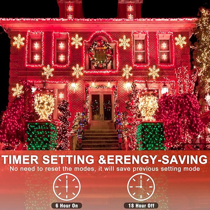 120 LED Red String Lights Outdoor Waterproof, 40ft Red Christmas Lights 8 Modes Clear Wire, Plug in Twinkle Fairy String Lights for Bedroom Christmas Decorations