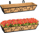 Y&M 30 Inch Window Deck with Coco Liner, Fence Metal Hanging Flower Planter Window Basket Deck Railing Planter Boxes for Outdoor Garden Lawn-Butterfly, 2pcs