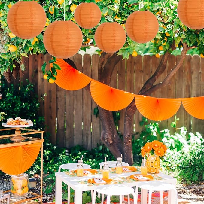BEISHIDA 10-Inch Orange Round Paper Lanterns Hanging Decorative Chinese Paper Lanterns Lamp for Birthday Wedding Party Decoration and Baby Bridal Shower（6 Packs）