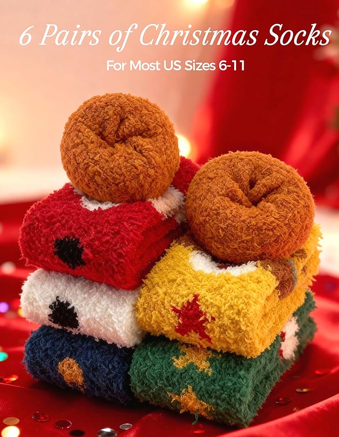 TEHOOK Warm & Cozy Valentines Gifts for Women, Fluffy Fuzzy Plush Sleeping Slipper Socks - Soft Warm Fabric