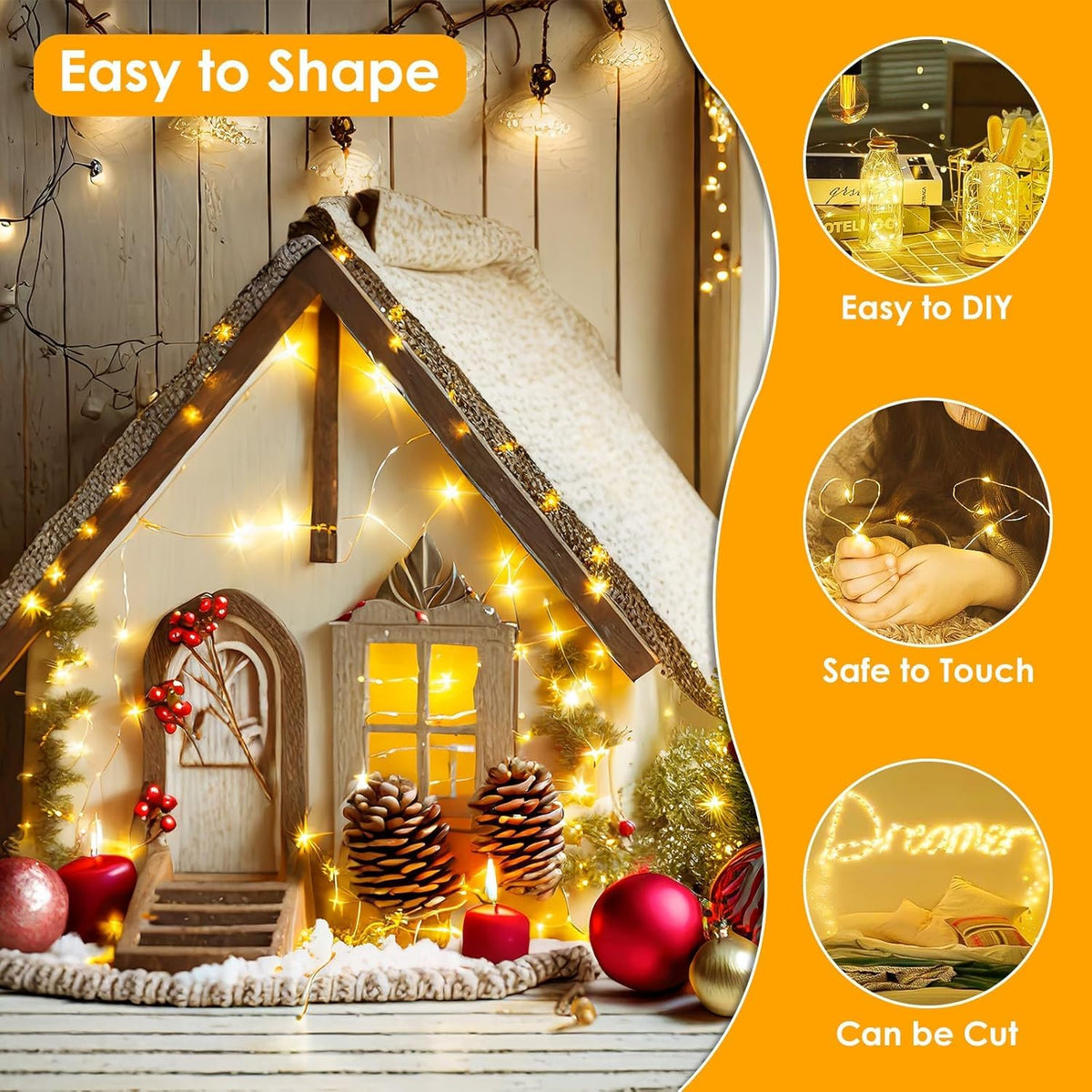 99FT 300 LED Fairy Lights Plug in, Extra-Long Twinkle Lights Warm White
