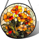 Stained Glass Window Hanging - Orange Marigolds Flowers Suncatcher for Door Garden Yard Sun Catchers Decor Christmas Mother's Day Birthday Gifts for Women Mom Nana Girlfriend Men 7.8 in