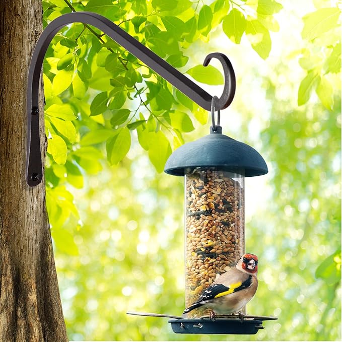 12 inch Plant Hanger, Sturdy Hanging Plant Bracket Outdoor, Hanging Plant Wall Hook Heavy Duty, for Hanging Bird Feeders, Planters, Lanterns, Wind Chimes, Indoor/Outdoor Use, Black, Set of 2