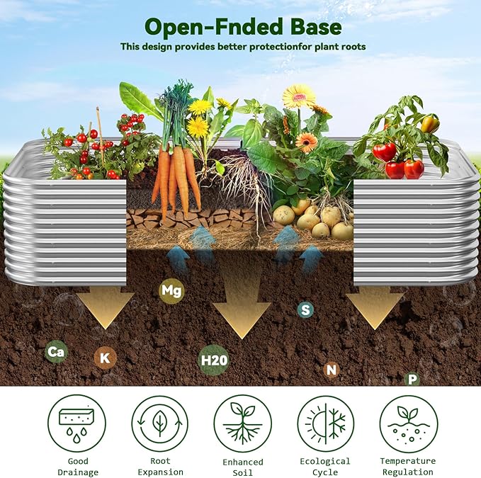3 Pack Tall Raised Beds for Gardening, Corrugated Galvanized Steel Raised Garden Bed, Outdoor Metal Above Ground Garden Bed for Vegetables and Flowers-4x2FT