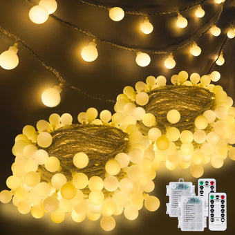 2Pack 100LED Battery Operated Globe String Lights Indoor Outdoor Warm White
