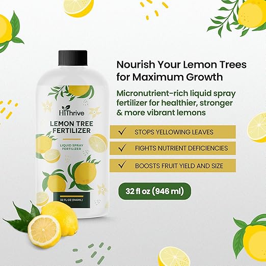 32oz Lemon Tree Fertilizer - Makes 32 Gallons of 2-in-1 Liquid Fertilizer, 4-3-6 NPK Liquid Plant Food with Macronutrients + Micronutrients for Lush Growth, Stronger Roots, and Juicy Lemons