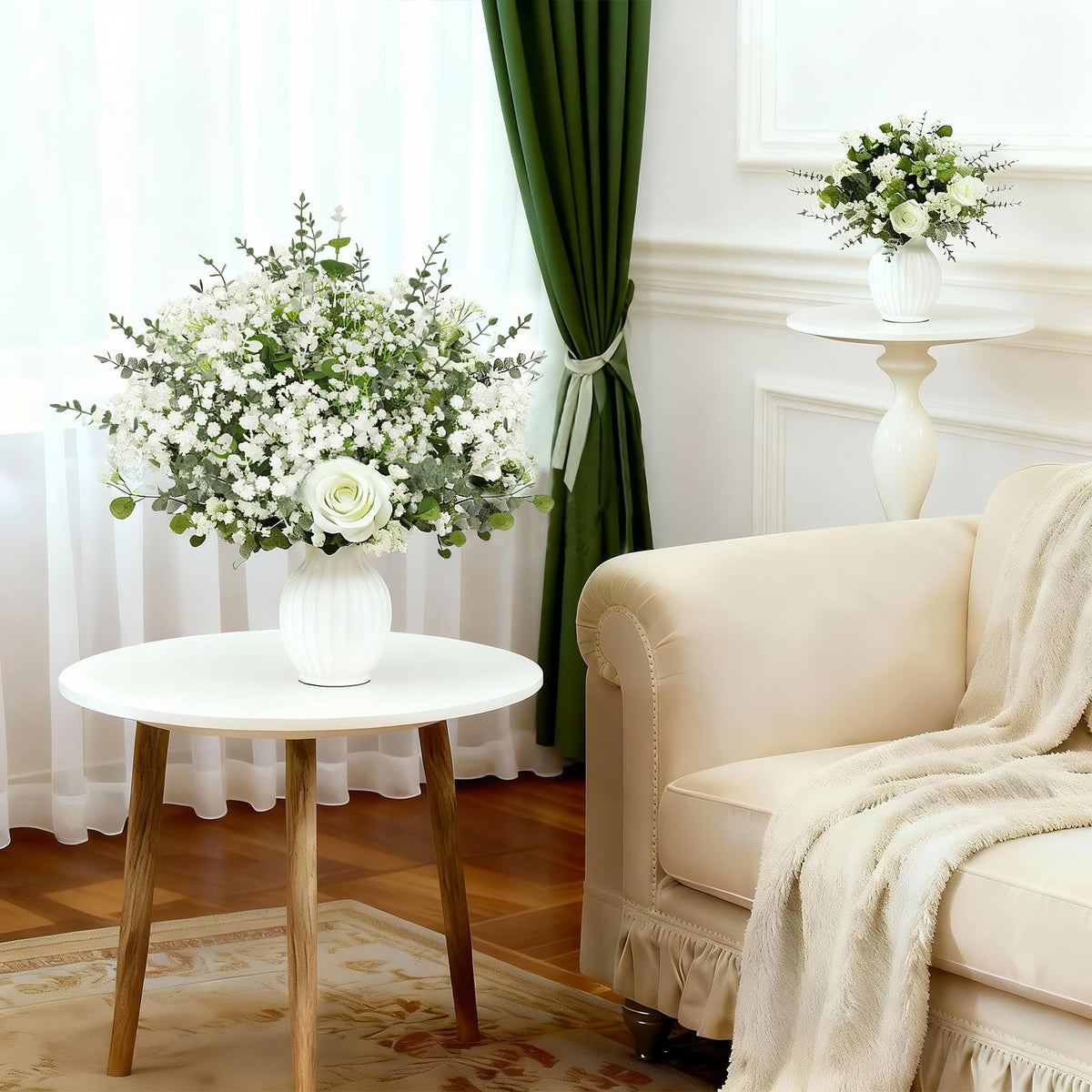Suaycy 110pcs Mixed Greenery Artificial Eucalyptus Stems & Baby's Breath