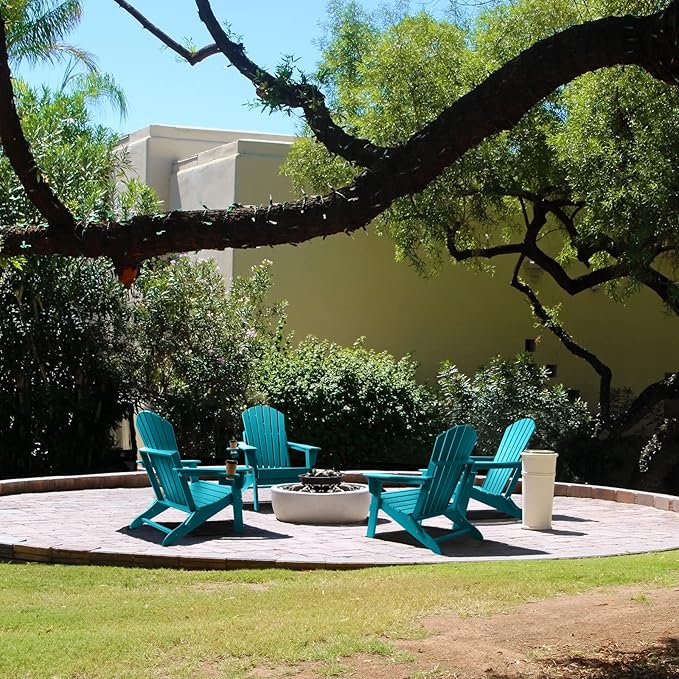 FUNBERRY Folding Adirondack Chair Set of 4, All Weather HDPE Fire Pit Chairs with Cup Holder for Outdoor