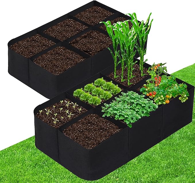 CJGQ Fabric Raised Garden Bed 4x2x1ft Garden Grow Bed Bags for Growing Herbs, Flowers and Vegetables 55 Gallon(2PACK)…