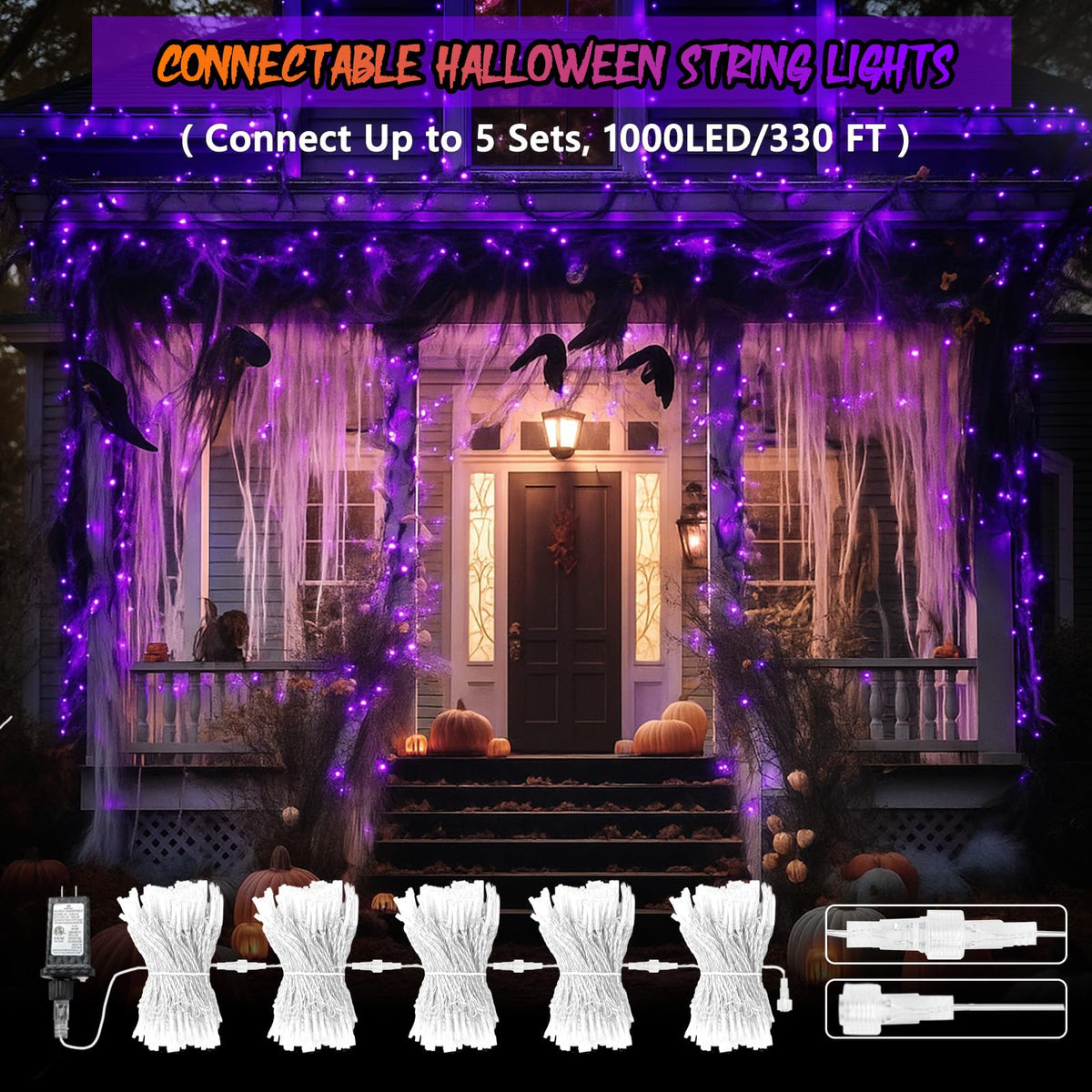 200 LED Connectable String Lights, 66FT Christmas Lights Outdoor Indoor