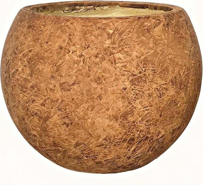 Panlaolao 13.5 H x 17" Dia (12" Pot Opening) Round Fiberstone Planter with Drainage Hole, White, Indoor/Outdoor Large Plant Pot for Home Patio Garden, Ideal for Plants (Camel, Medium)