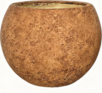 Panlaolao 13.5 H x 17" Dia (12" Pot Opening) Round Fiberstone Planter with Drainage Hole, White, Indoor/Outdoor Large Plant Pot for Home Patio Garden, Ideal for Plants (Camel, Medium)