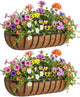 36 Inch Railing Planter Boxes 2 Pack Metal Window Box Planters with Coco Coir Liners, Horse Trough Planter with Adjustable Brackets for Deck Balcony Fence Porch Patio Outdoor Garden