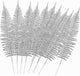CATTREE Artificial Silver Plants Tall Fern Leaves 23" 10 Pack, Fake Boston Ferns Plant Decorations Plastic Faux Foliage Shrubs Large Leaf for Party Wedding Table Centerpiece Bouquet DIY Silvery Décor