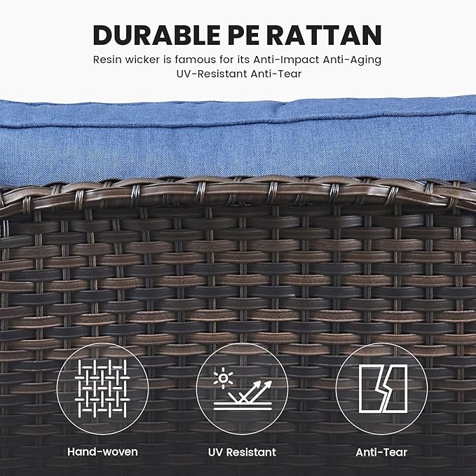 Belord Wicker Furniture 4 Pieces Outdoor Patio Furniture Set Patio Chairs with Ottomans Conversation Set for Porch Garden Deck Balcony Poolside