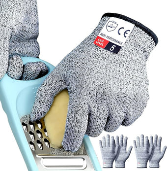Cutting Gloves, 2 Pairs Cut Resistant Gloves, Cut Proof Gloves Kitchen, Cutting Gloves for Chef, Cut Gloves, Grey