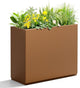 Metal Planter Box Rectangular Planter Box with Drainage Hole, Outdoor Large Planters, All-Weather Use, Rust-Resistance, for Flowers Plants, 29.9" L × 12" W × 24" H, Brown