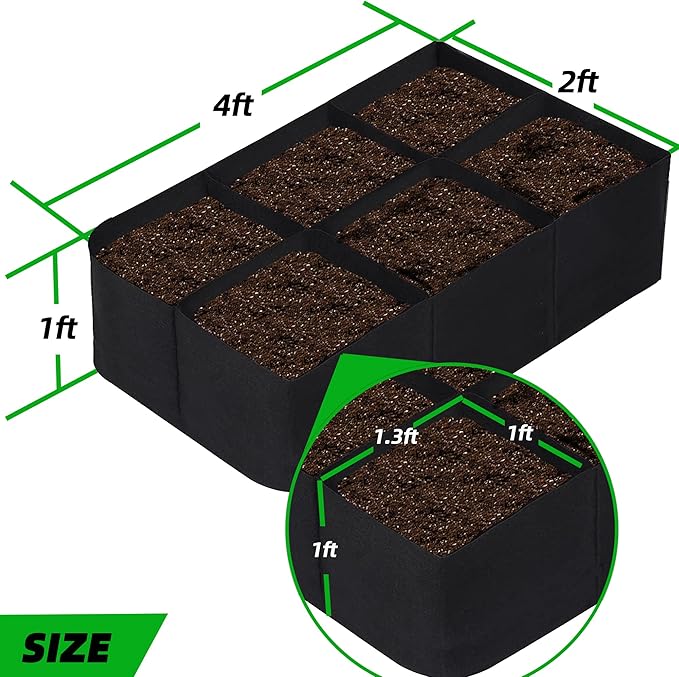 CJGQ Fabric Raised Garden Bed 4x2x1ft Garden Grow Bed Bags for Growing Herbs, Flowers and Vegetables 55 Gallon(2PACK)…