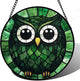 Stained Glass Window Hanging - Green Owl Suncatcher for Doors Garden Patio Funny Bird Sun Catchers Decor Christmas Mother's Day Birthday Teenager Gifts for Women Men Mom Nana Friend 9.8 in