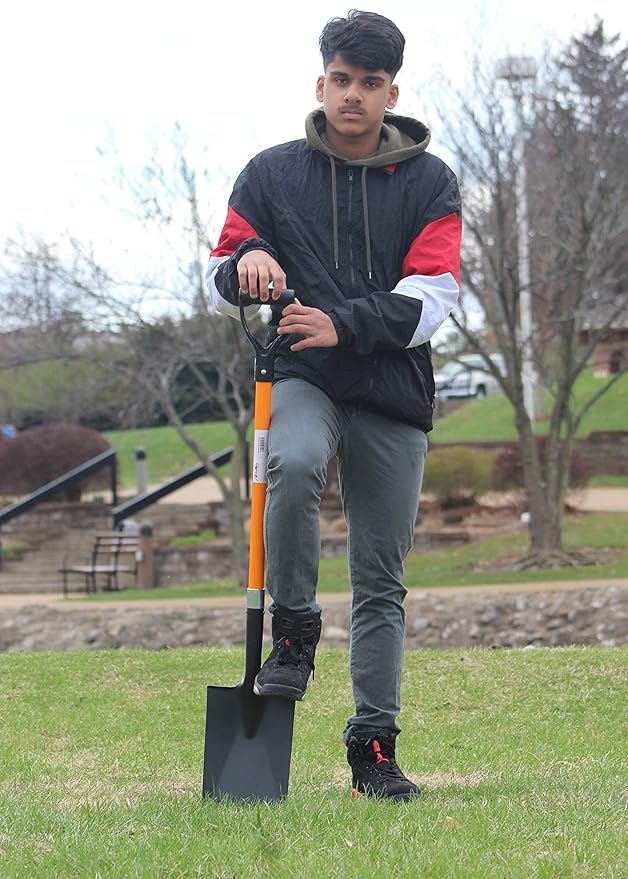 Ashman Spade Shovel (1 Pack) – 41 Inches Long D Handle Grip – The Single Shovel Weighs 2.2 Pounds and has a Durable Handle – Premium Quality Multipurpose Orange Spade Shovel with Strong Build.