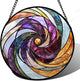 Stained Glass Window Hanging, Colorful Abstract Spiral Pattern Suncatcher for Doors Window Home Sun Catchers Decoration Mother's Day Birthday Gifts for Women, Men, and Mom 6.3 in