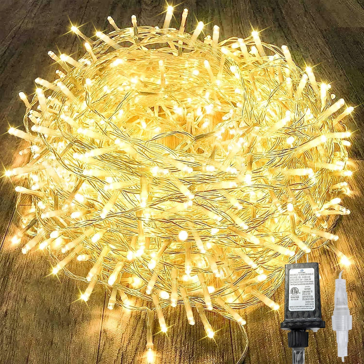 288FT 800LED Extra-Long String Lights Indoor Outdoor Clear Wire, Warm White Christmas String Lights, Plug in Twinkle Fairy Light With Timer and Memory For Wedding Patio Tree Yard Christmas Decorations
