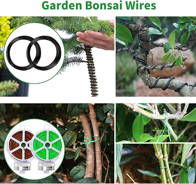 Bonsai Tree Kit, 20 Pcs Gardening Succulent Tools Set, Bonsai Tool Kit Include 262 Feet Bonsai Wire, 29.5"x29.5" Plant Repotting Mat, Bonsai Scissors, Pruning Shears, Unique Gift for Indoor Gardening