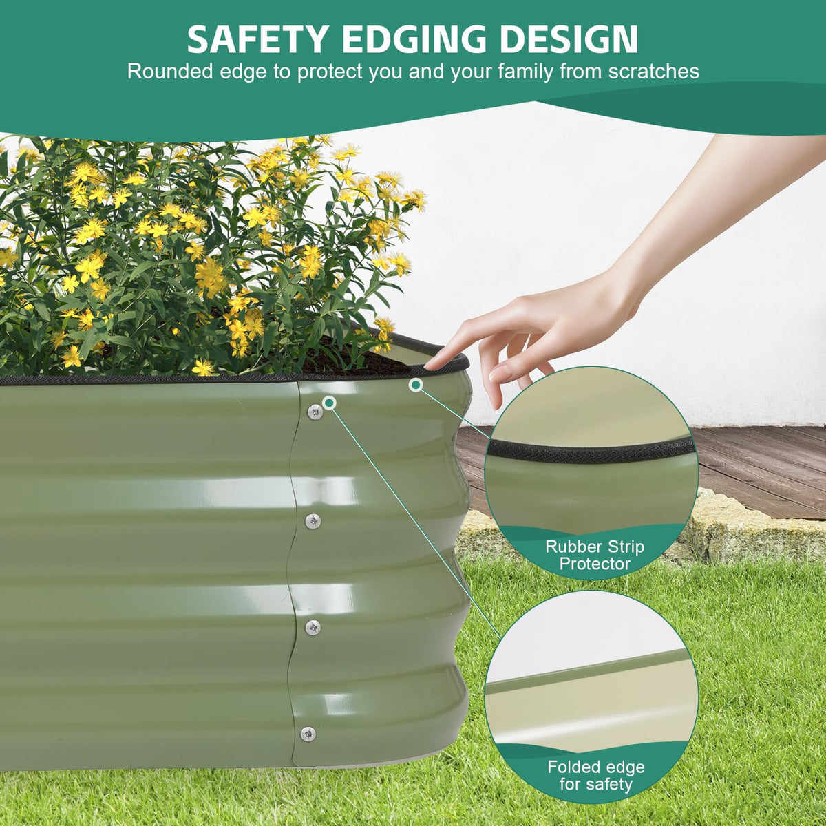 BIRDSINYARD 3 in 1 Galvanized Raised Garden Bed, 4x2x1ft, 2Pack, Green