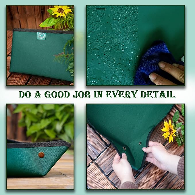 BIUWING Planter Tray, 2PCS Thickened Oxford Fabric Portable Indoor Plant Repotting Mat, Extra Large 43''*29'', Waterproof, Foldable, Blackish Green