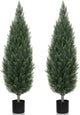 Artificial Cedar Trees Outdoors 4FT - UV Resistant Indoor Faux Topiary Trees, Realistic Potted Cypress Plants for Outside Planter, Fake Shrubs for Home Entrance Patio Front Porch Decor, Set of 2