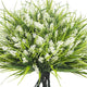 Grunyia 20 Bundles Artificial Plants Outdoor Fake Monkey Grass with Flowers (White)