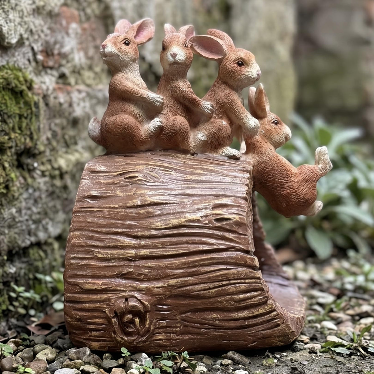 Elenon Rabbit Decorative Gutter Downspout Extension Statue, Animal Gutter Guardian Rain Downspout Extender, Garden Splash Block Outdoor Sculpture for 3" × 4" Down Spouts Decor