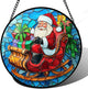 DASTOLL Stained Glass Window Hanging - Red Santa Claus Gift Box Suncatcher for Doors Home Christmas Decoration Winter Sun Catcher Thanksgiving New Year Birthday Gift for Women Men Mom Nana 15 in